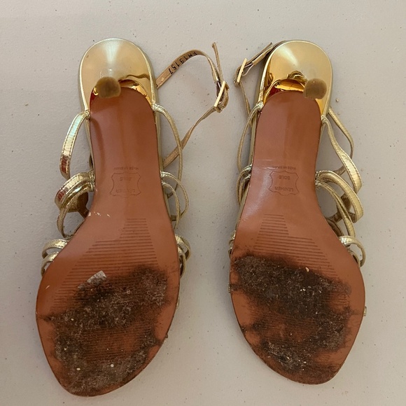 Stuart Weitzman size 9.5 gold high heel sandals - Picture 5 of 11